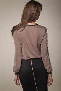 Brown Chic Buttons Closure Blouse with a Frill