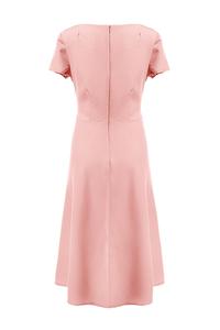 Pink Classic Short Sleeves Midi Dress