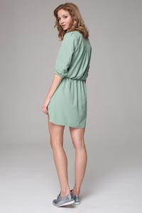 Green 3/4 Sleeves Mini Summer Dress
