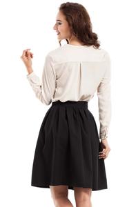 Black Pleated Knee Length Skirt