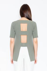 Green Elegant Cut-Out Back Blouse