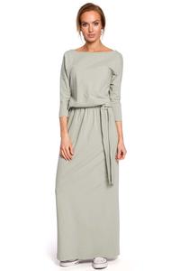 Pistachio Knitted Maxi Dress with belt