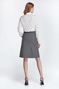Grey Knee Length Skirt with Pockets