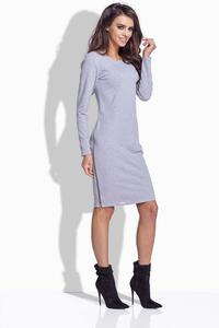 Light Grey Simple Midi Dress with Zippers