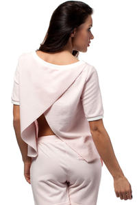 Powder Pink Cropped Blouse with Crossover Back