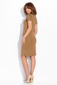 Brown Knee Length Short Sleeves Dress