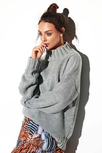 Light gray Oversize Warm Turtleneck Sweater