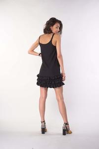 Black Summer Dress on Straps with Frills