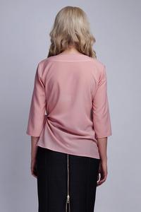 Powder Pink Elegant Wrap Front with Self Tie Bow Blouse
