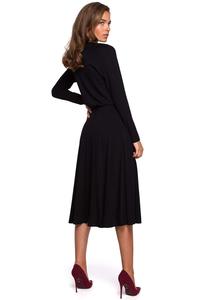 Black Flared Casual Midi Dress