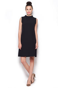 Black High Neck Sleeveless Shift Dress