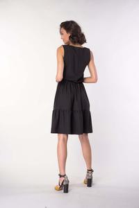 Black Sleeveless Dress with Frills