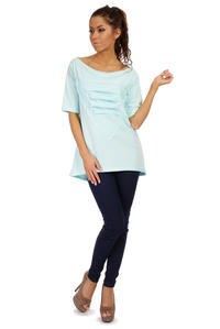 Mint Long T-shirt with Loose Neckline