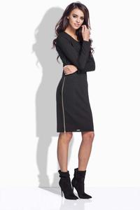 Black Simple Midi Dress with Zippers