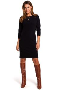 Black Knitted Straight Above Knee Dress