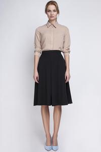 Black Retro Style Midi Lenght Skirt with Double Fold