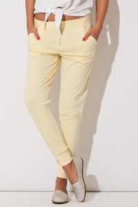 Yellow Casual Pants with Golden Zip