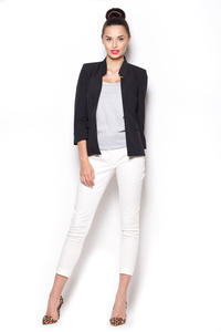 Black Sunny Smart Blazer with Peacock Collar