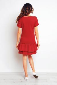 Red Double Frill Casual Mini Dress