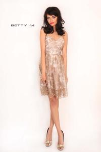 Beige Lace Off-Shoulders Evening Dress