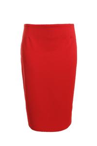 Red Elegant Pencil Midi Skirt