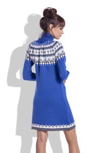 Blue Knitted Scandinawian Patterns Dress