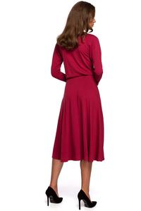 Red Flared Casual Midi Dress