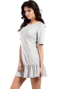 Grey Suede Imitation Dress with Frill