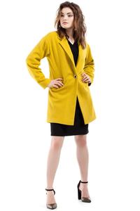 Yellow Loose Fit One Button Closure Short Coat