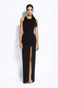 Black Elegant Maxi Evening Dress with Long Slit