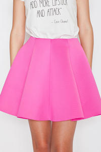 Fuchsia Light Pleates High Waist Mini Skirt