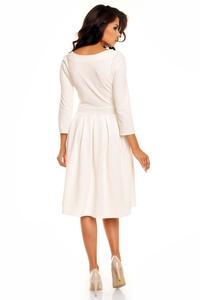 Off White Pleated Flippy Dress with Contrast Neckline Details