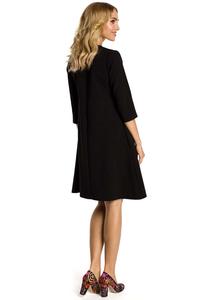 Black Flared Dress with Front Doublefold