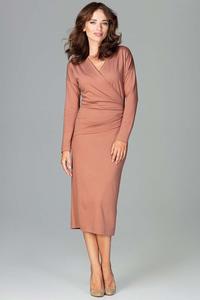 Brown Wrap Front Pencil Dress