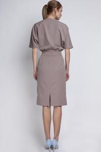 Beige Elegant Pencil Skirt 1/2 Sleeves Dress