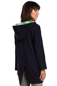 Navy Blue Jacket With Flowered Hoodie