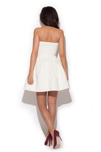 Ecru Bandeau Dress with Pleated Skirt