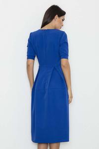 Blue Elegant Short Sleeves Midi Dress