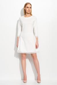 Ecru Flared Retro Style Dress with Lace