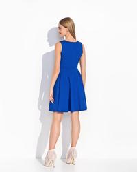 Blue Flared Light Pleats Sleeveless Dress