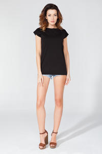 Black Summer Rock Style T-shirt with Cut Out Back