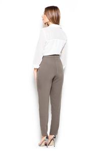 Olive Green Tapered Legs High Rise Pants