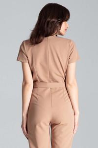 Brown Elegant Suit with Envelope Neckline