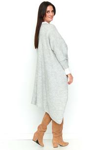 Light gray long asymmetrical cardigan without fastening