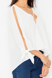 Ecru Cut Out Sleeves Stylish Blouse