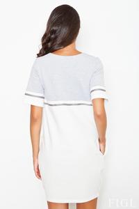 Ecru&Grey Striped Casual Dress