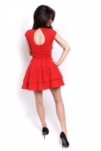 Red Mini Frilled Dress with Cut Out Back