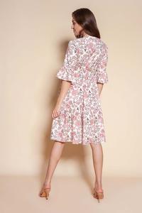 Pink Frilled Dress with Buttons Closure
