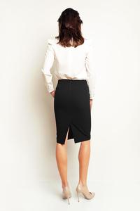 Black Pencil Midi Skirt with a Frill