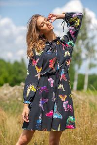Mini Dress 3/4 Sleeves Butterfly Printed